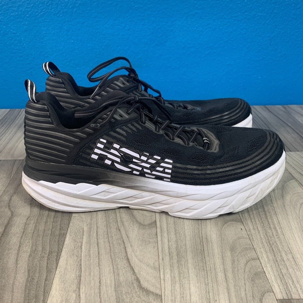 Hoka One One Bondi 6 Men's Size 14 Black White Anthracite Shoes 1019269 BLK